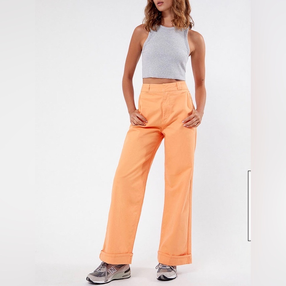 Obey High-Rise Wide Leg Jeans in Peach Orange